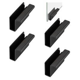 UFURMATE Glass Finger Edge Pull, 4Pcs Cabinet Finger Pull Handle Glass Door Clips Cabinet Latch Clamp Concealed Handle for Display Glasscase Door (Black)