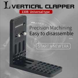 [通拓商品]Camera Vertical Clapper L-shaped Bracket Aluminum Alloy Quick Release Plate 3/8 1/4 Inch Screw Mounts Universal for Professional 4K Video Camcorder DSLR ILDC Camera Vertical Video Shooting Compatible with Canon Nikon Sony ARRI Mini and Most Tripods