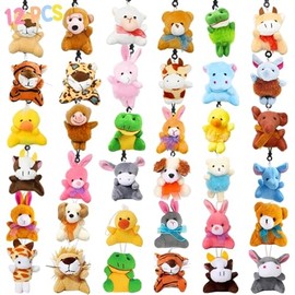DINESIL 12 PCS Random Mini Plush Animal Toys, Bulk Stuffed Animals Plush Keychain Set for Goodie Bag Fillers, Basket Stuffers, School Prizes, Party Supplies