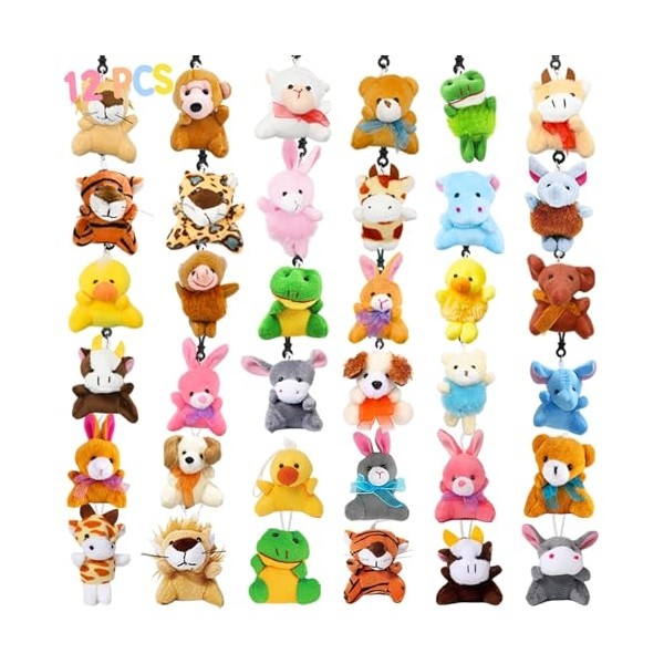 DINESIL 12 PCS Random Mini Plush Animal Toys, Bulk Stuffed