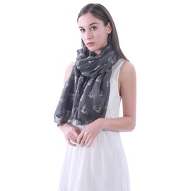 Lina & Lily Shih Tzu Dog Print Women's Scarf Shawl (Grey)
