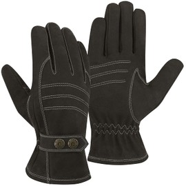 Riparo Winter Gloves for Men, Leather Winter Gloves for Cold Weather, Snow Gloves for Motorcycle Driving Hiking Outdoor (Dark Brown, Medium)