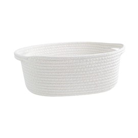 Qianly Elegant Cotton Rope Storage Bin for Home Essentials, White, as described