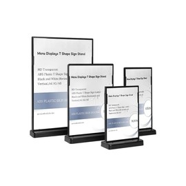 ECKEK ABS Plastic Sign Holder，Menu Displays T Shape Sign Stand (Vertical Black A5 148×210mm/ 5.83×8.27 inches)