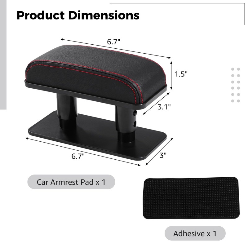 YHomU Car Armrest Pad, Adjustable Armrest Left Elbow Support, General