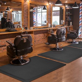 Salon mats for Hair Stylist 3'x4' Barber Shop Salon Floor Chair Mat - Black Square Anti-Fatigue Floor Mat -1/2" Thick Office Comfort Floor Mat