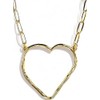 Gold Heart Necklace 18k - Large Hammered Open Irregular Heart