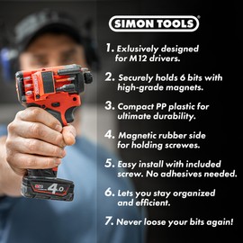 Simon Tools Magnetic Bit Holder for Milwaukee M12 Impact Driver & Drill - Milwaukee Bit Holder for M12