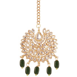 Touchstone Indian Bollywood Stylish Contemporary Designer Jewelry Wedding Head Accessory Mangtika with Beautiful Chain for Women in Gold or Silver Tone for Women., Rhinestone, No Gemstone