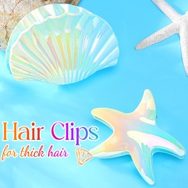 Gortin Starfish Claw Clips Acrylic Seashell Hair Clip Large Hair Claw Claw Clips Hair Accessories for Women (Blue, Free size)