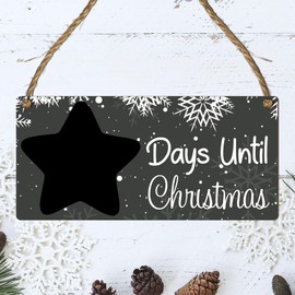 "Days Until Christmas" Countdown Plaque - Customisable Christmas Countdown Sign for Home Decor - Perfect for Family, Friends, and Christmas Lovers (Grey Snowflakes, Without Pen)