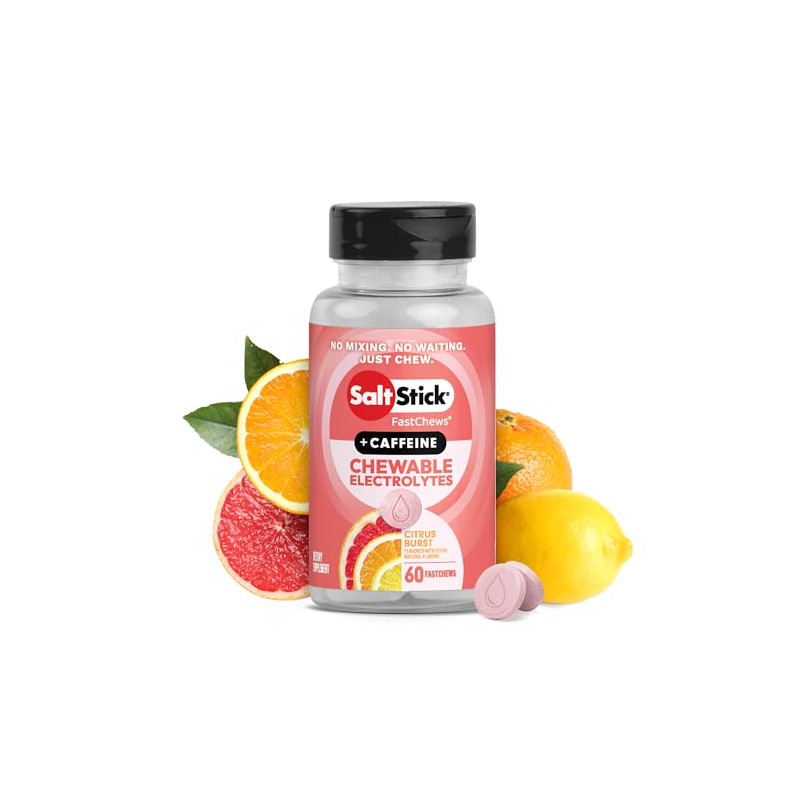 SaltStick Electrolyte FastChews con cafeína - 60 comprimidos masticables con