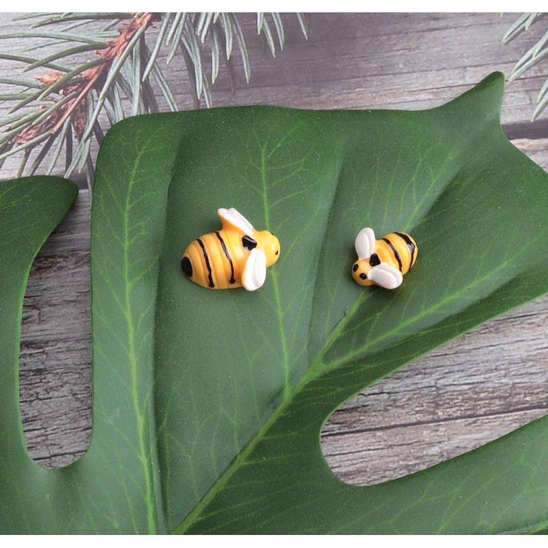 Ruwado 20 Pcs Resin Bee Flatback Embellishment Tiny Decorative Cute