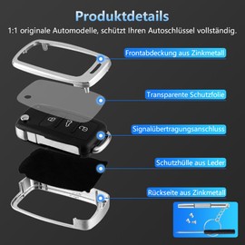 VDARK For Skoda Key Fob Cover Volkswagen Bling Car Smart Remote Control Keyless Glitter Key Case Holder for VW Golf Polo Jetta Tiguan Bora Octavia Seat Leon Altea