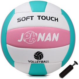 JPHNAN Size 5 Volleyball Ball Soft Indoor Outdoor Beach Volleyball for Gym Training Play Game Lightweight with 1 Plastic Pump and Needle