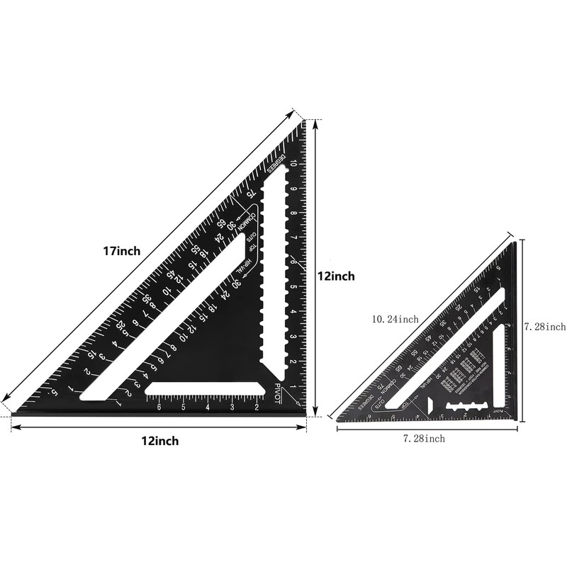 Beslands Aluminum 12 inch & 7 inch Rafter Square Carpenter