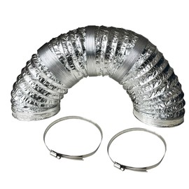 Manguera De Aluminio Flexible Extracción para Secadora,Campana extractora, Manguera de ventilación flexible, Diámetro 15cm(6") 10cm(4"), Largo 2Mts, con 2 Abrazaderas (Diámetro 10cm/4",Largo 2m)