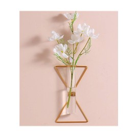 Jarrón de pared nórdico, jarrón geométrico dorado, maceta hidropónica colgante, tubo de vidrio de metal montado en la pared, jarrón decorativo para centros de mesa de boda, decoración del hogar