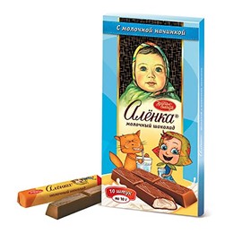 Famous Russian Chocolate Bar "Alenka" Chocolate Sticks with Milky Filling by Red October (2)
