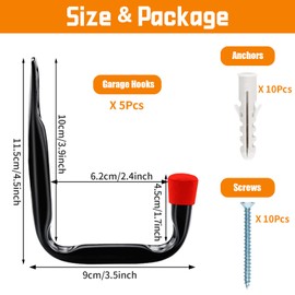 5 Pcs Garage Storage Hooks, Universal Heavy Duty Hangers, Garden Power Tool Hooks, Hanging Hangers for Bulk Items, Ladder, Wall, Hoses, Bicycles, Folded Chairs, Sports Equipment, Shed Organiser, Toys