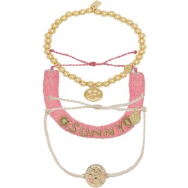 Pura Vida Bracelets Pack Sunny Waves & Spins Bracelet Stack - Set of 3 Cute Stackable Bracelets for Women - 1 Beaded Bracelet, 1 Woven Bracelet, & 1 String Bracelet,