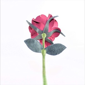 Camellia Bees Leather Rose Gift for her/him on Valentines Day, Mothers Day, Third Years 3rd Wedding Anniversary (Burgundy)