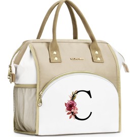 Bolsa de almuerzo con inicial para mujer, bolsa de almuerzo con aislamiento enfriador, grande para adultos, a prueba de fugas, para trabajo de picnic, bolsa personalizada, regalos de cumpleaños,