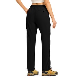 Gopune Women's Hiking Cargo Pants Lightweight Quick Dry Water Resistant Camping Work Travel Pants Black,2XL