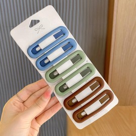 6 Pcs 2.5 Inch Matte Metal Snap Hair Clips Grips Hair Barrettes Rectangle BB Clips Pins for Girls, Women, Hair Accessories, keep loose hairs bangs and flyaways away from face (Blue-Green Set)