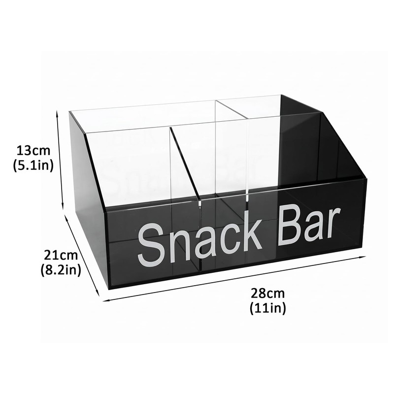 Snack Organizer for Countertop, Black & Clear Acrylic Snack Bar