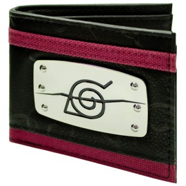 Shinobi Ninja Konoha Village Akatsuki Headband Wallet/Purse Bi-Fold ID & Card Holder, Black, black, Casual