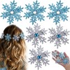 OIIKI 6pcs Large Snowflake Hair Clips for Women, 2,36in, Blue