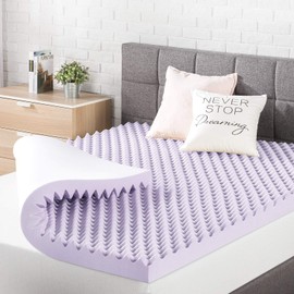 Best Price Mattress 3 Inch Egg Crate Memory Foam Mattress Topper with Soothing Lavender Infusion, CertiPUR-US Certified, Dorm Essentials, Queen