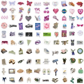 200Pcs Y2K Stickers - Cool 2000s Cyber Trend Stickers for Girls, Women, Teens, Vinyl Waterproof Retro Aesthetic Stickers for Laptop, Guitar, Water Bottle