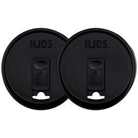 iLIDS Mason Jar Drink Lid, Wide Mouth, Black, Pack of 2