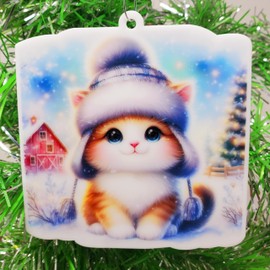 Cat Kitten Ornament - Winter Wonderland Cozy Kitten Christmas Ornament