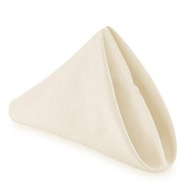 Lann's Linens - 1 Dozen 17" Cloth Dinner Table Napkins - Machine Washable Restaurant/Wedding/Hotel Quality Polyester Fabric - Ivory