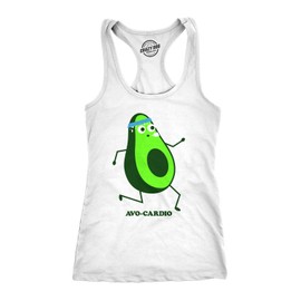 Womens Avocardio Tank Top Funny Running Workout T Shirt Sarcastic Hilarious Funny Racerback Tank Cinco De Mayo Tank Top for Women Cool Fitness Sleeveless White S