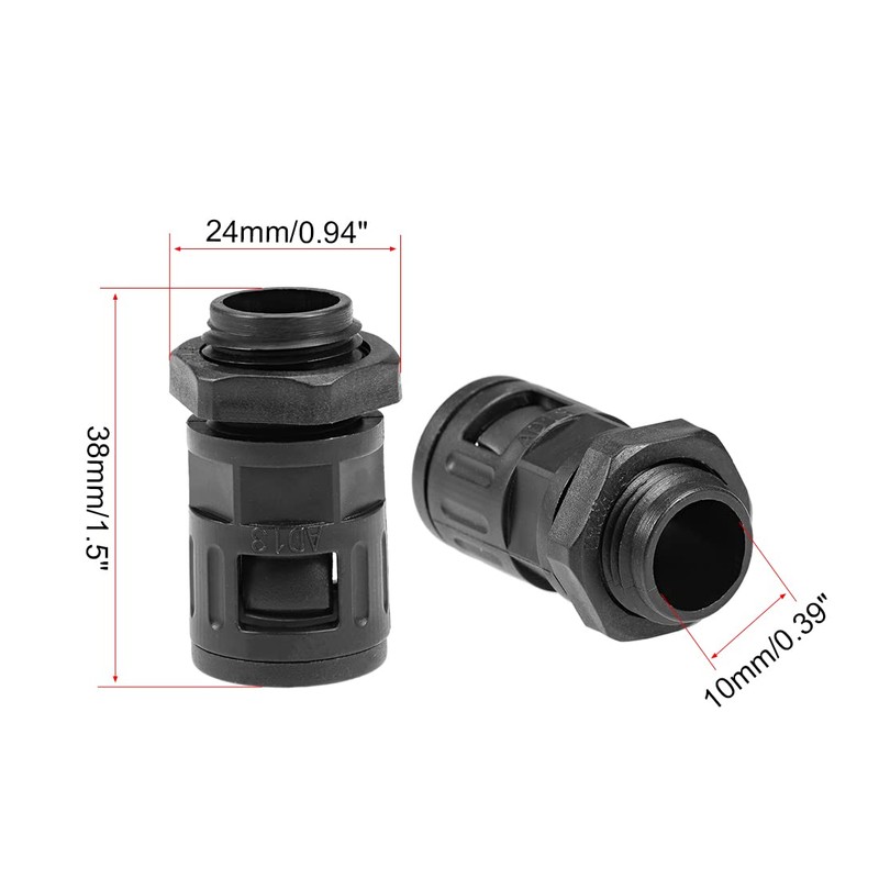sourcing map Cable Gland Corrugated Tube Connector AD13 Pipe Joint