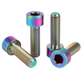 UHDFBDHF Titanium Bolt M6 x 20mm Hex Bolt for Bicycle Screw Pack of 4 (Rainbow)