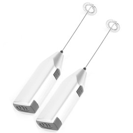 2 Stück Elektrische Milchaufschäumer Stab Handmixer Kaffeemilchschäumer, Kompakt und tragbar, für Cappuccino und Milchshakes
