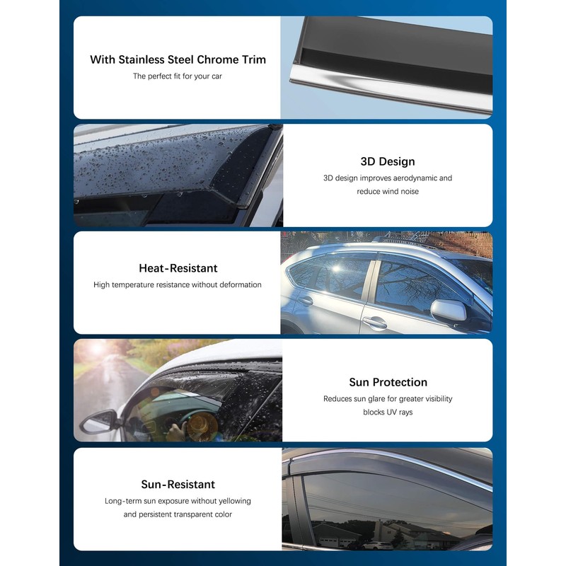 CXZHAZD Shatterproof Tape-On Rain Guards for Nissan Kicks 2025 2026