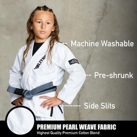 Elite Sports IBJJF Ultra Light BJJ Brazilian Jiu Jitsu Gi for Kids with Preshrunk Fabric and Free Belt