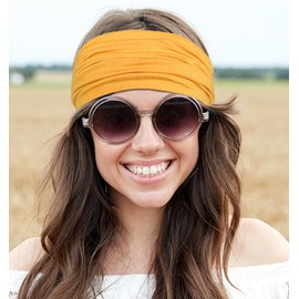 Zupro Boho Headbands 2 Pack For Women Fashion Wide Headband African Sport Yoga Running Workout Turban Hair Bands Hair Accessories Head Wraps Elastic Soft Cotton Cloth Turbans for Women and Girls