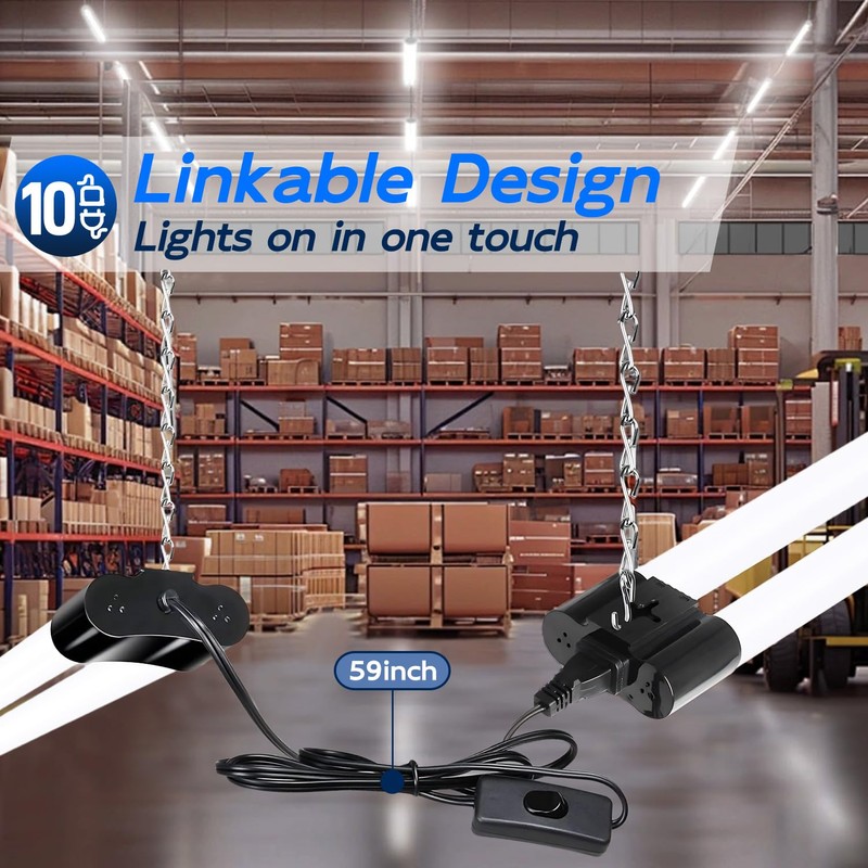 hykolity 10 Pack 4FT Linkable LED Shop Light, Utility Shop