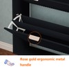 QIVOMIX Shoe Cabinet Storage,Modern Freestanding Organizer with 2 Flip Drawers,Narrow