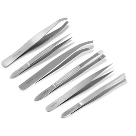 Eyebrow Tweezers Stainless Steel Tweezer Set 6 Piece Angled Straight Tip