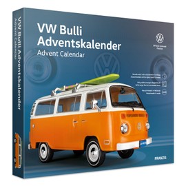 FRANZIS 67223 VW Bulli Advent Calendar Including Metal Model Car in Scale 1:43, Sound Module with Original VW Bulli T2 Sound and Large Format Accompaniment Book From 14 Years