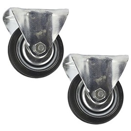 3 (75mm) Rubber Fixed Castor Wheels Trolley Furniture Caster (2 Pack) CST01