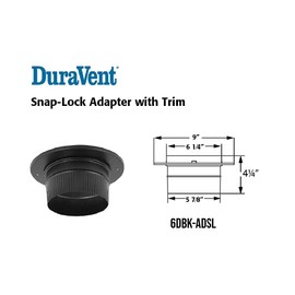 DuraVent 6DBK-ADSL DuraBlack Single Wall Snap Lock Chimney Connection Adapter to Ceiling Support Box or Finishing Collar, 6 Inch Diameter